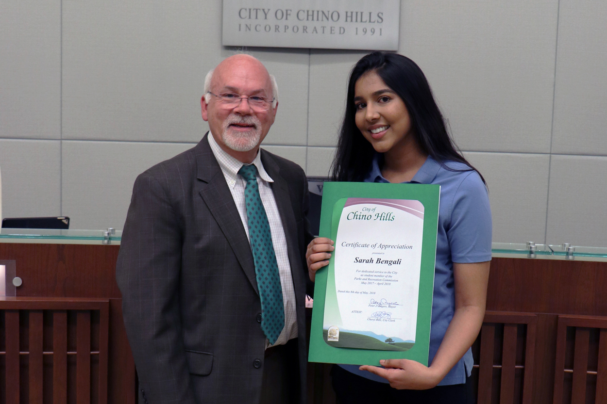 Outgoing Student Member of the Parks and Recreation Commission Sarah Bengali